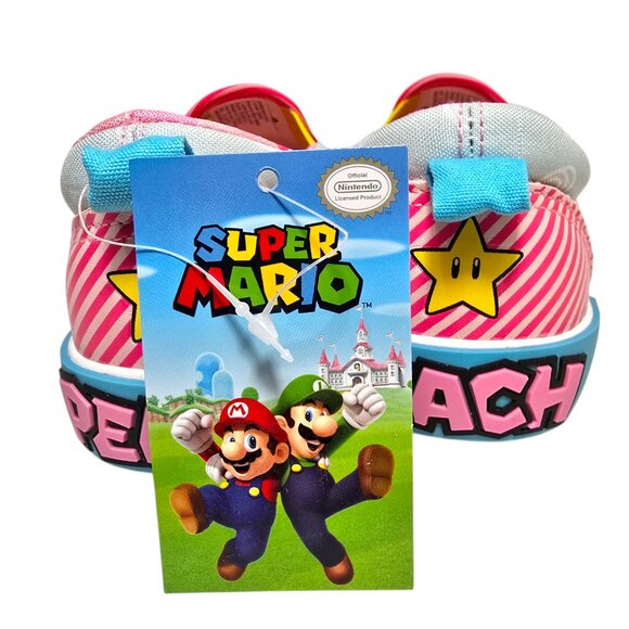 Super Mario Princess Peach Sneakers Slip-On Twin Gore Big & Little Girls 3D Logo - Picture 2 of 8